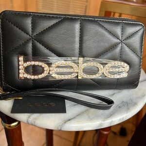 NWT Bebe rhinestones black quilted wallet